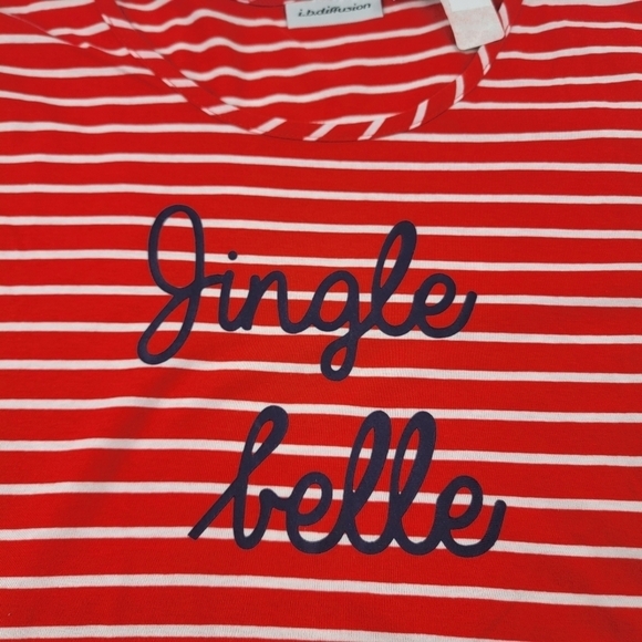 NWT I.B.Diffusion Jingle Belle holiday Christmas long sleeve top red white blue - Picture 2 of 4